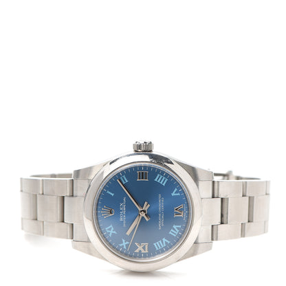Rolex Stainless Steel 31mm Oyster Perpetual Watch Azzurro Blue Roman 177200 2 of 5