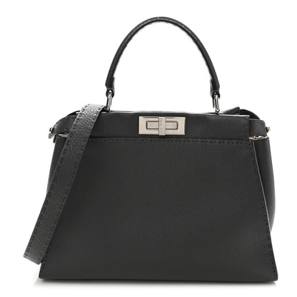 Fendi Cuoio Romano Selleria Bi-Color Medium Peekaboo Iconic Satchel Asphalt Milk 1 of 11