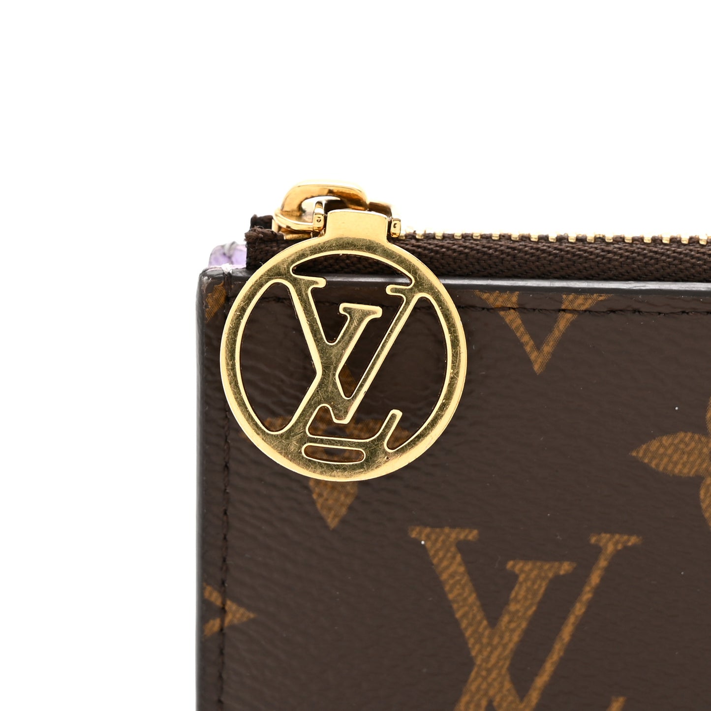 Monogram Zipped Romy Card Holder Bubble Tea