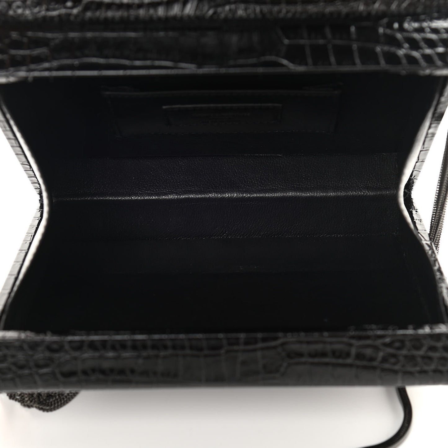 Calfskin Crocodile Embossed Monogram Small Kate Slide Chain Crossbody Box Bag Black
