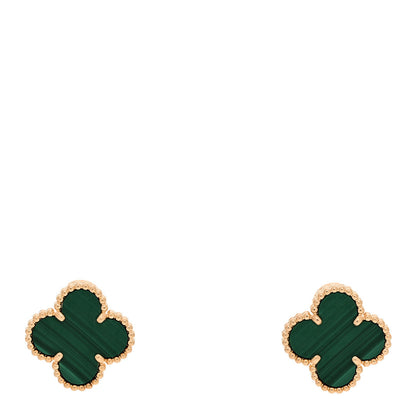 Van Cleef & Arpels 18K Yellow Gold Malachite Vintage Alhambra Earrings 1 of 6