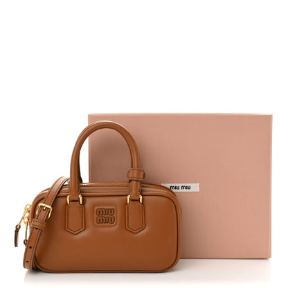 Miu Miu Calfskin Mini Arcadie Top Handle Bag Cognac 11 of 11
