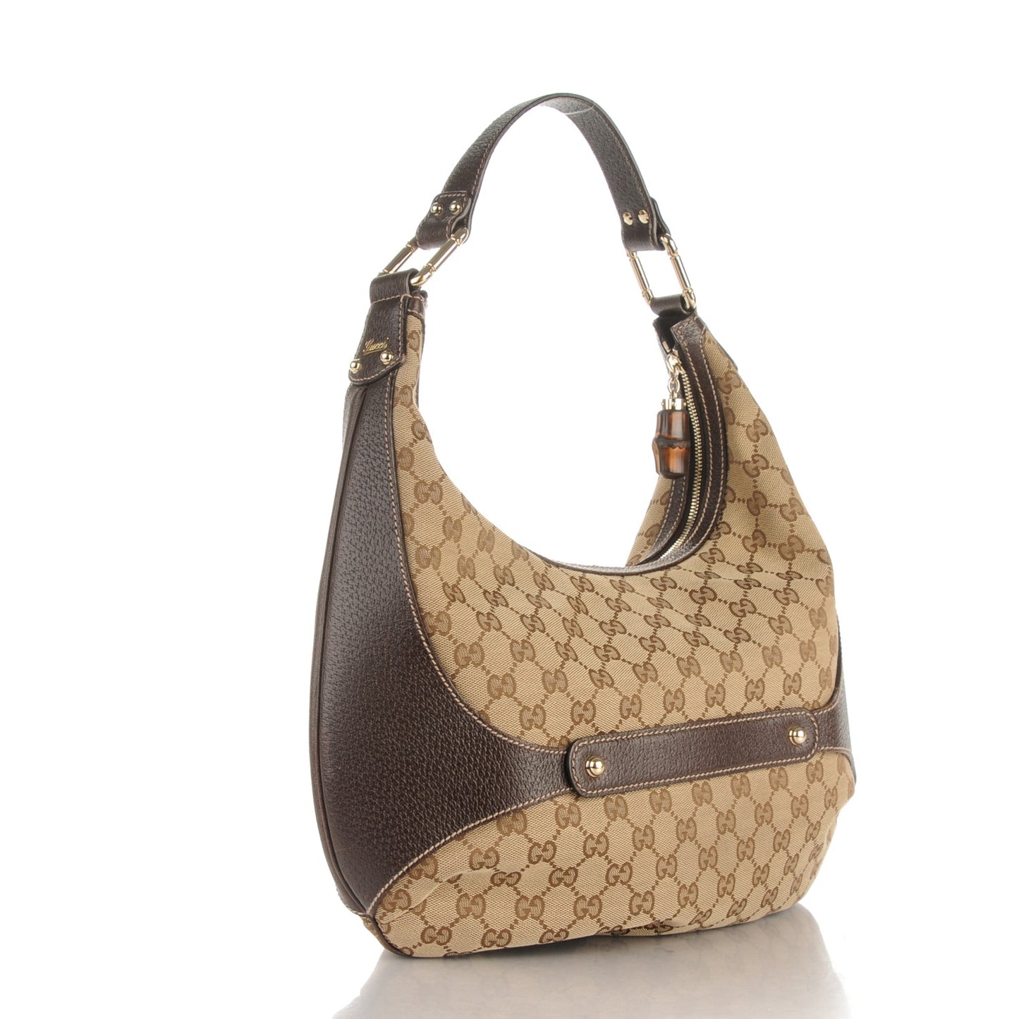 Monogram Bamboo Horsebit Hobo Dark Brown