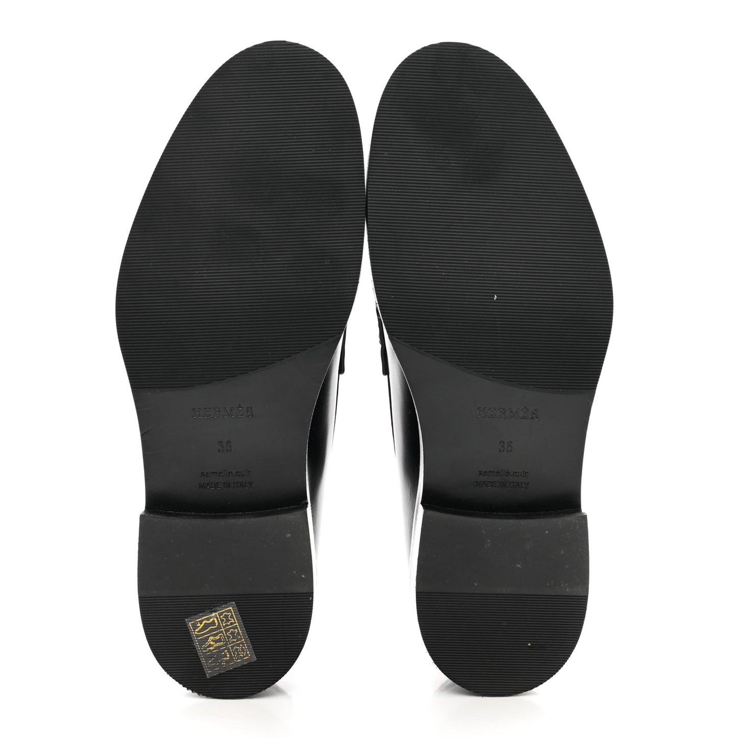 Glazed Calfskin Womens Hour Loafers 36 Black