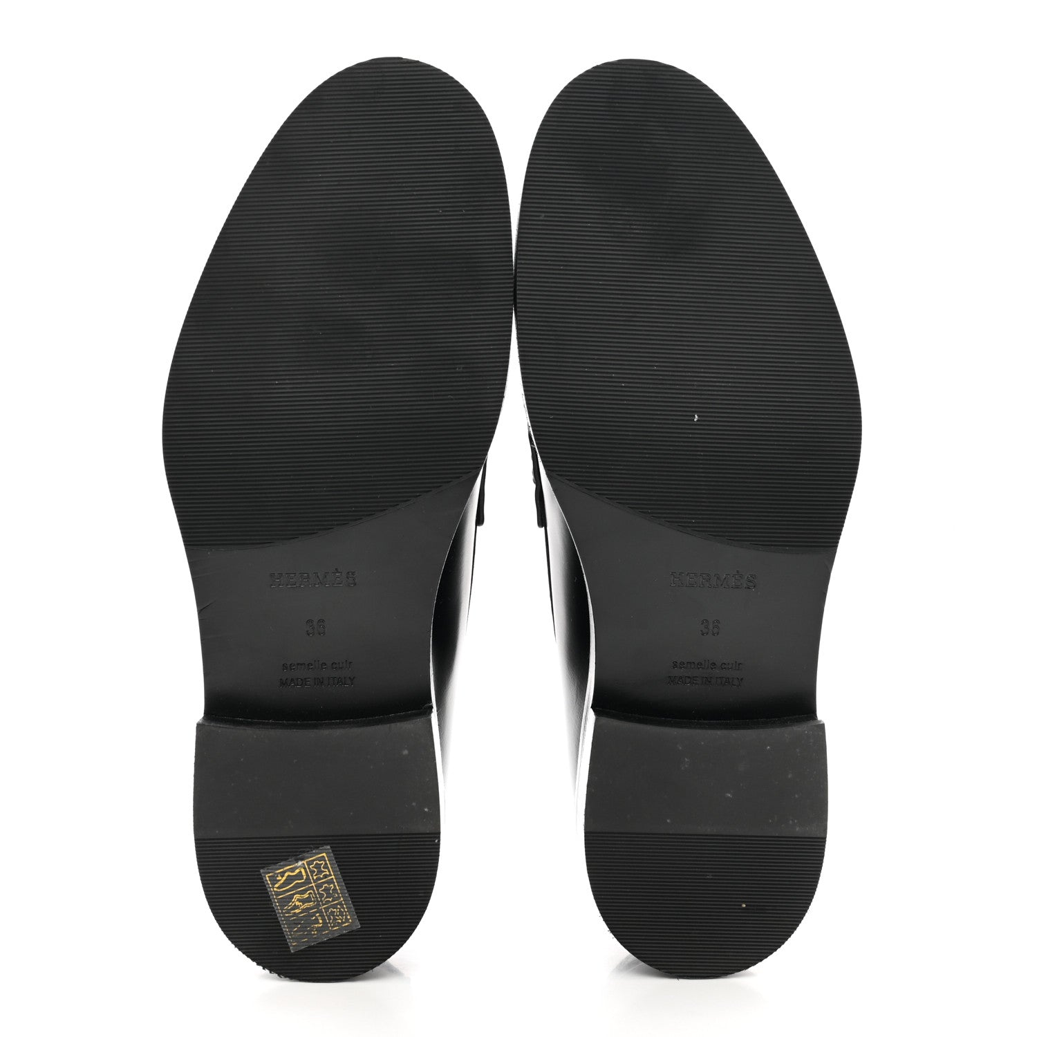 Hermes Glazed Calfskin Womens Hour Loafers 36 Black 5 of 8