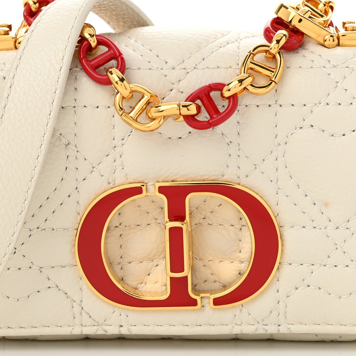 Christian Dior Supple Calfskin Cannage Dioramour Micro Caro Bag Latte 6 of 8