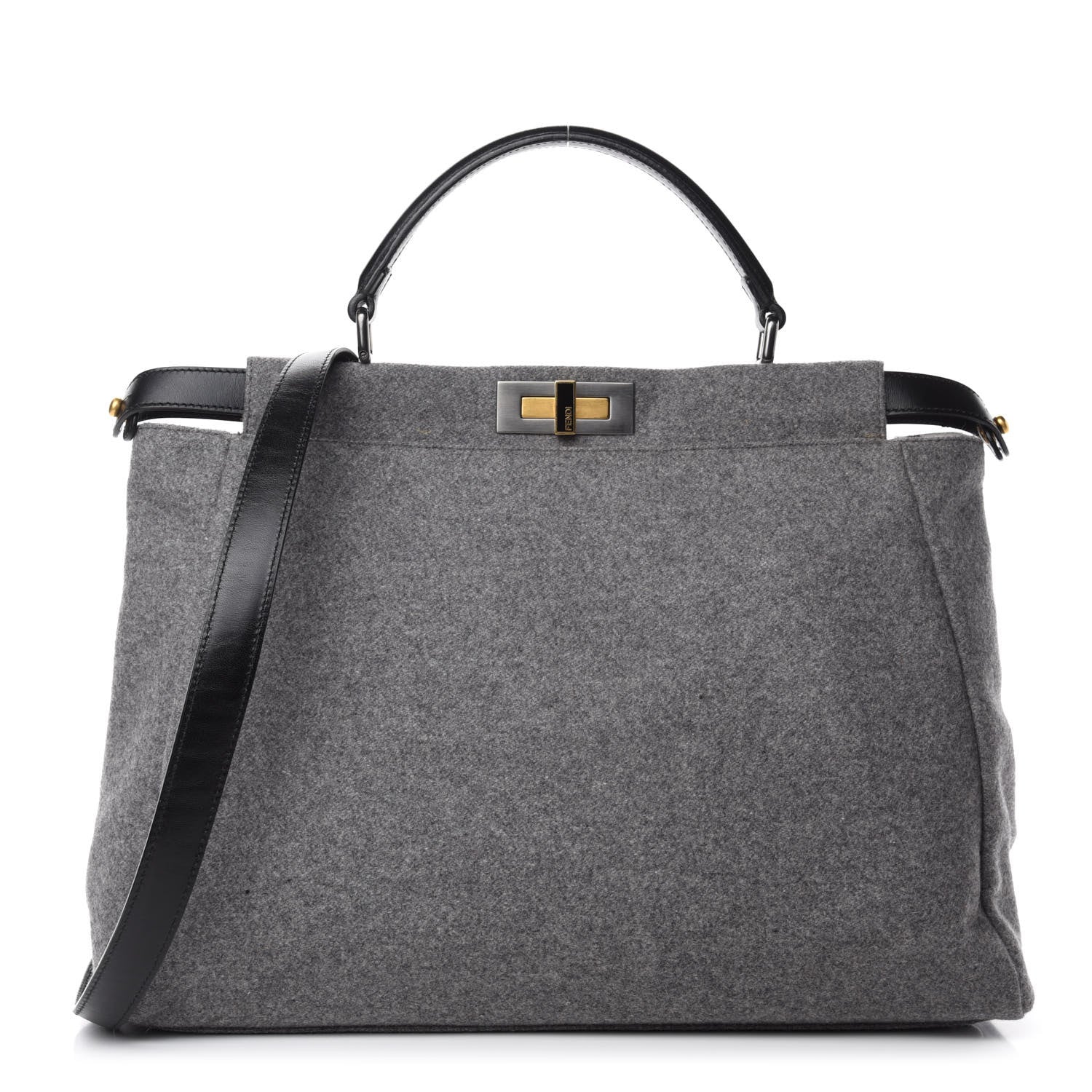 Fendi Flannel Large Peekaboo Iconic Satchel Grey 1 of 11