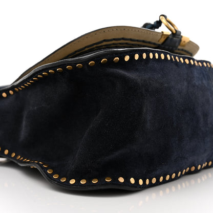 Chloe Suede Calfskin Braided Medium Marcie Satchel Navy 9 of 15