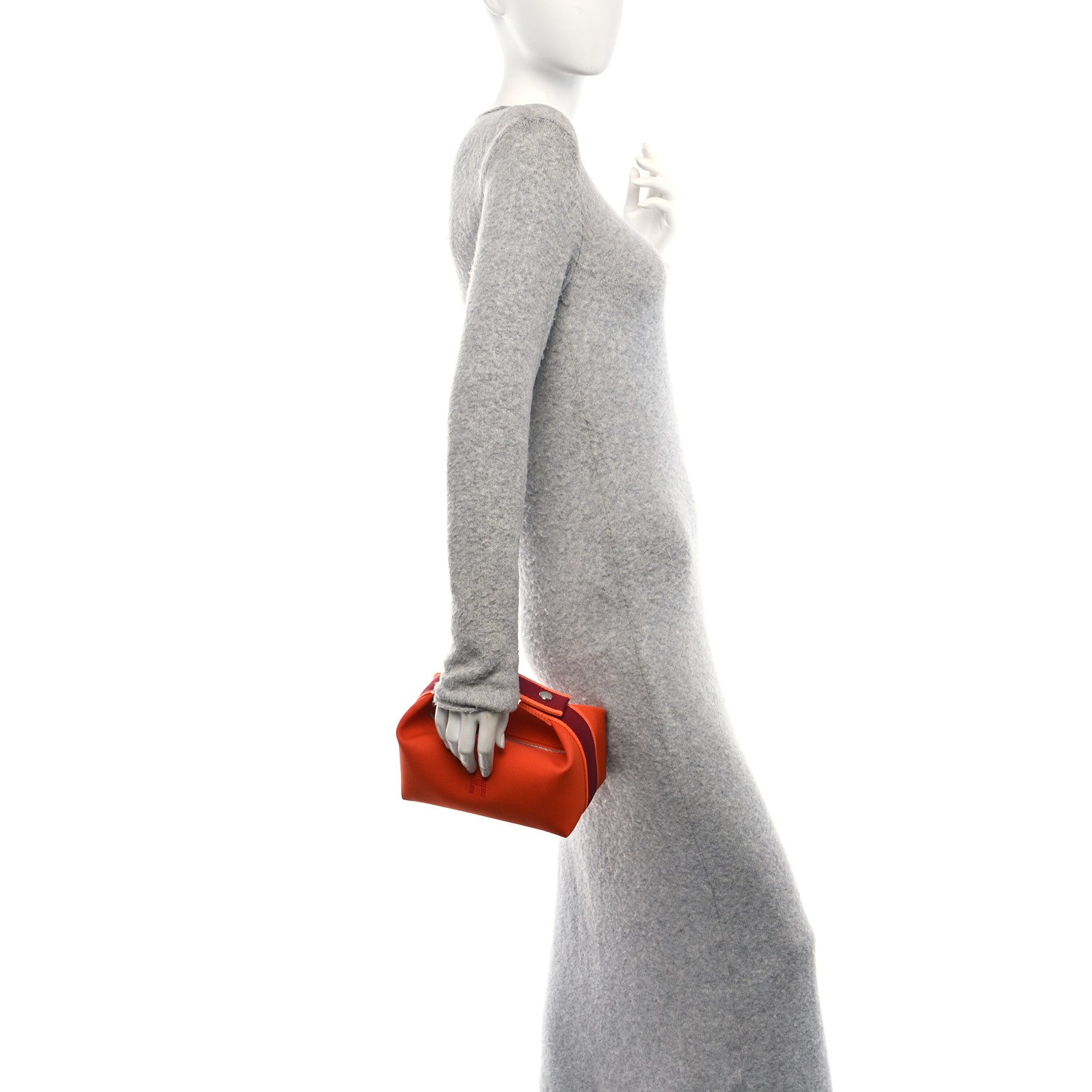 Hermes Canvas Small Bride-A-Brac Pouch Orange Burgundy 2 of 8