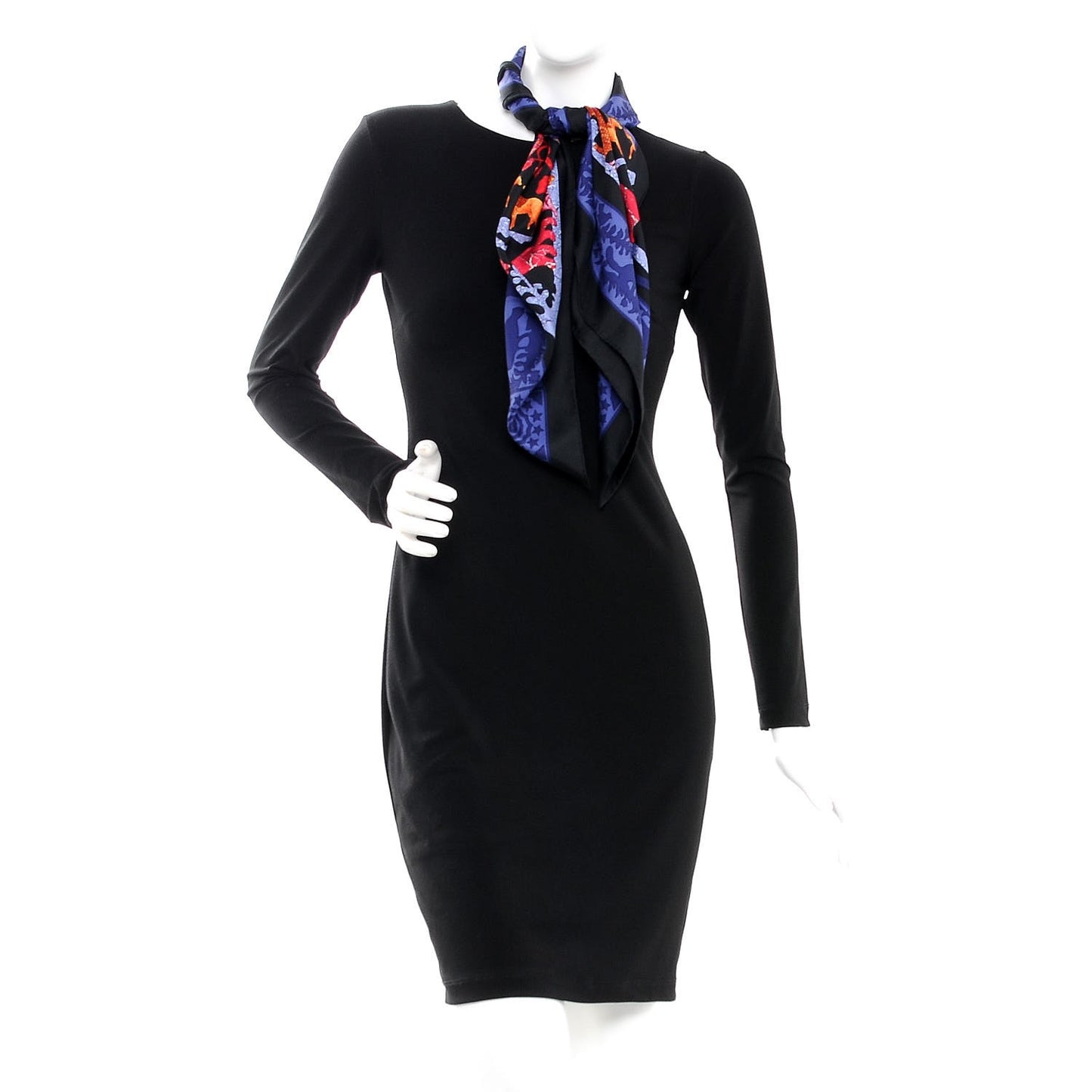 Silk Early America Scarf 90 Noir Bleu Nuit Rouge