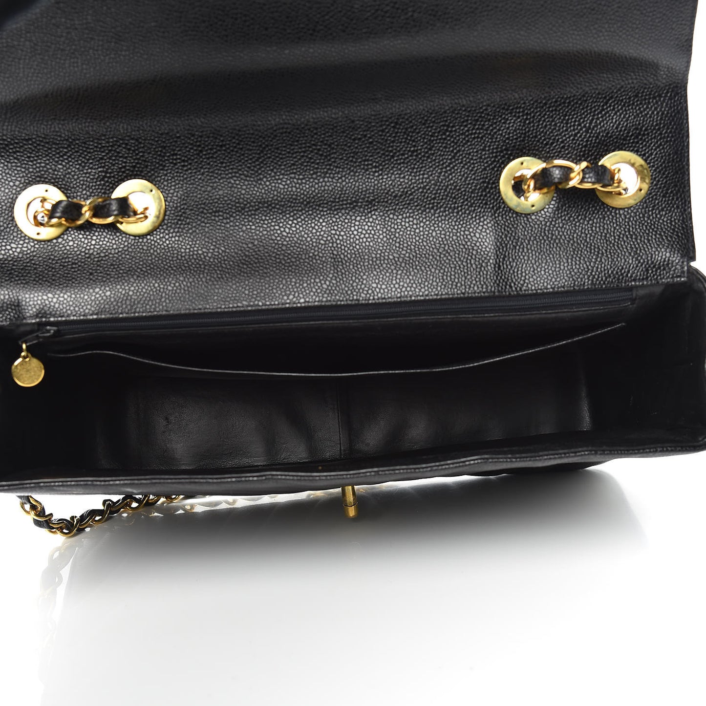 Caviar Chevron Quilted Maxi Single Flap Black