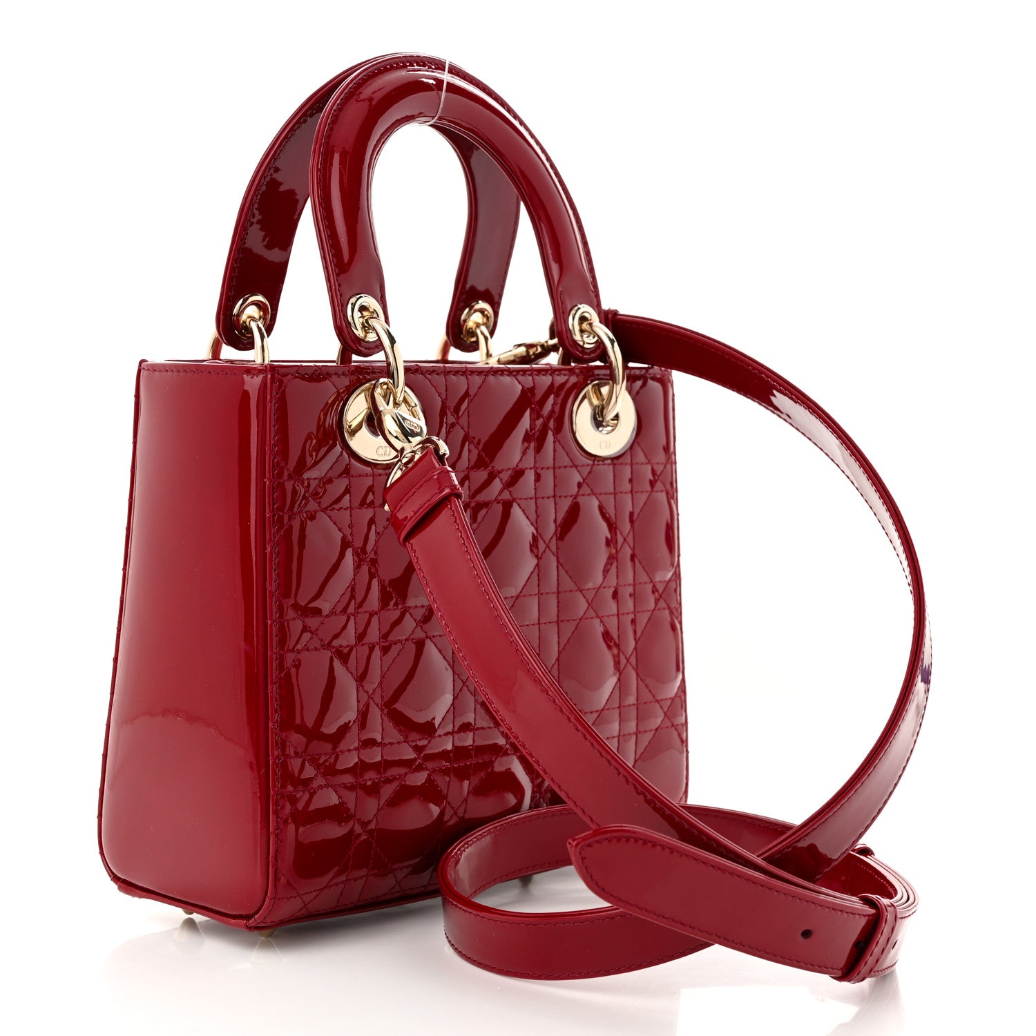 Christian Dior Patent Cannage Small Lady Dior Cherry Red 3 of 11
