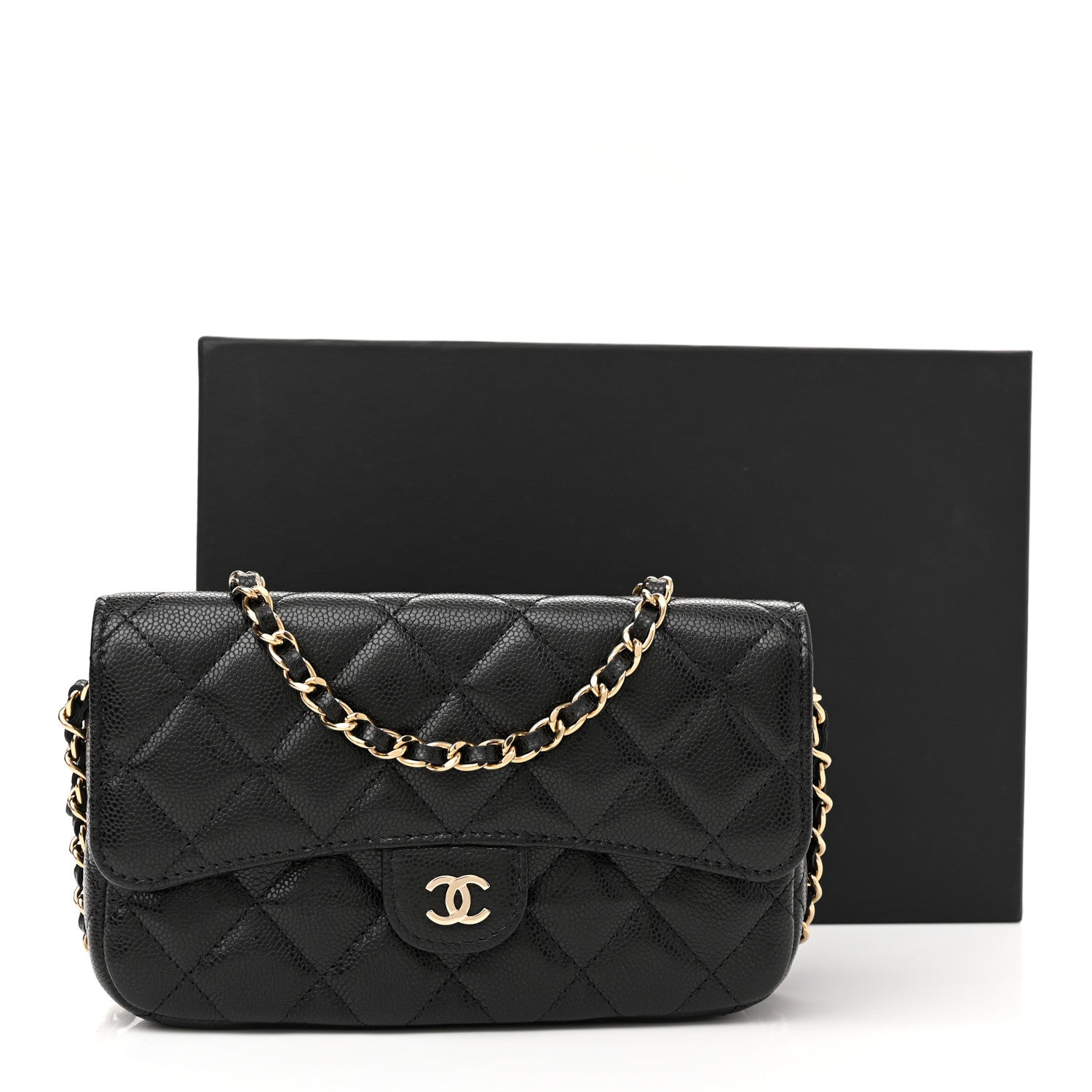 Chanel Caviar Quilted Flap Phone Holder With Chain Black 13 of 13