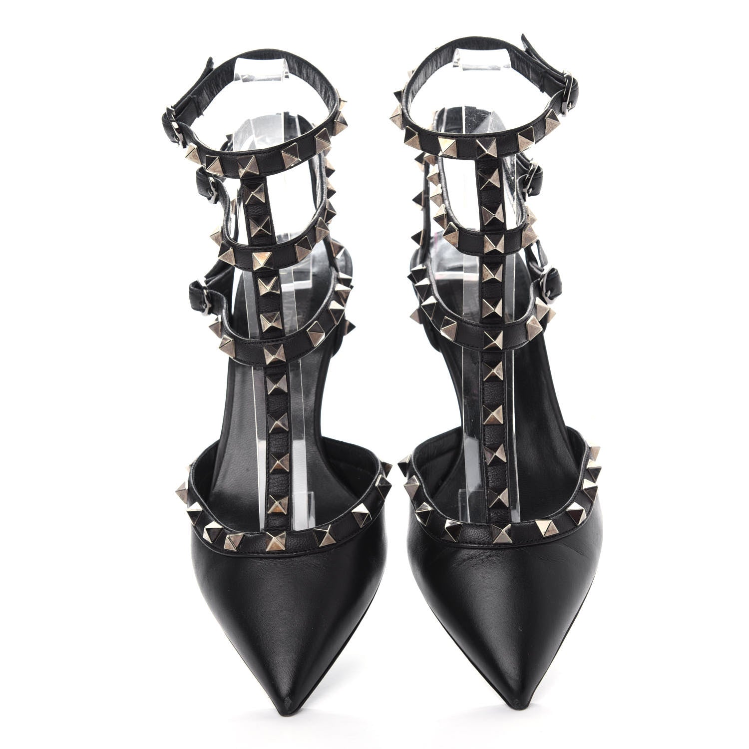 Valentino Garavani Nappa Rockstud Ankle Strap Low Heel Pumps 36.5 Black 5 of 10