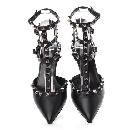 Valentino Garavani Nappa Rockstud Ankle Strap Low Heel Pumps 36.5 Black 5 of 10