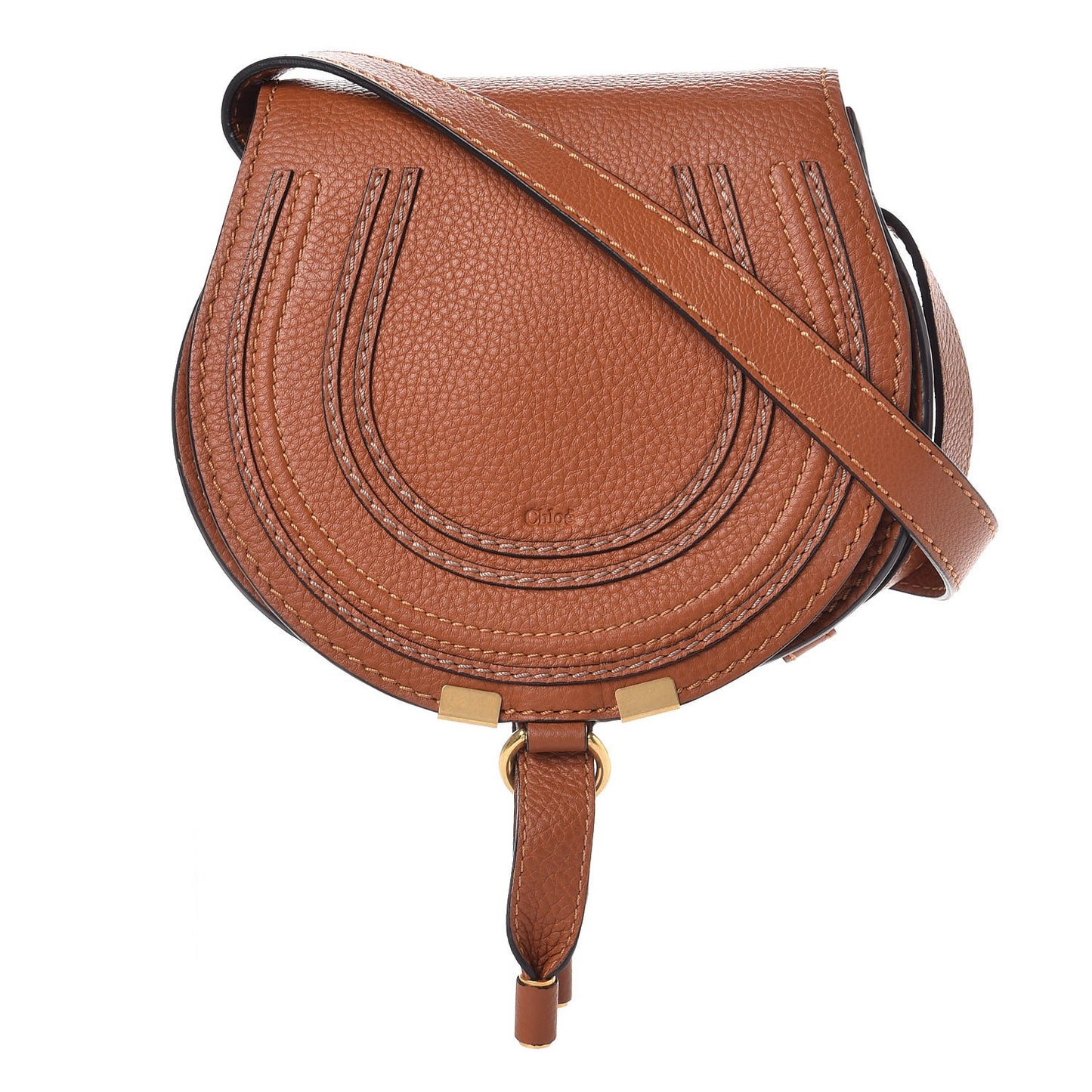 Calfskin Mini Marcie Round Crossbody Bag Tan