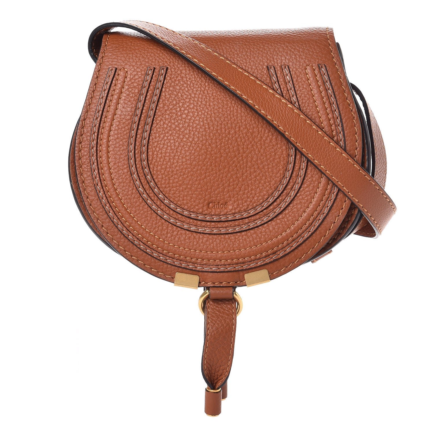 Chloe Calfskin Mini Marcie Round Crossbody Bag Tan 1 of 9
