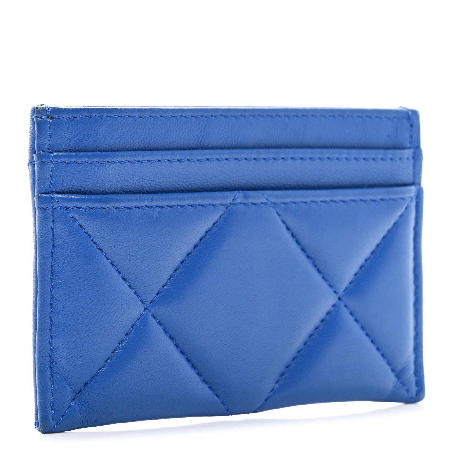Chanel Lambskin Quilted Chanel 19 Card Holder Blue 3 of 9