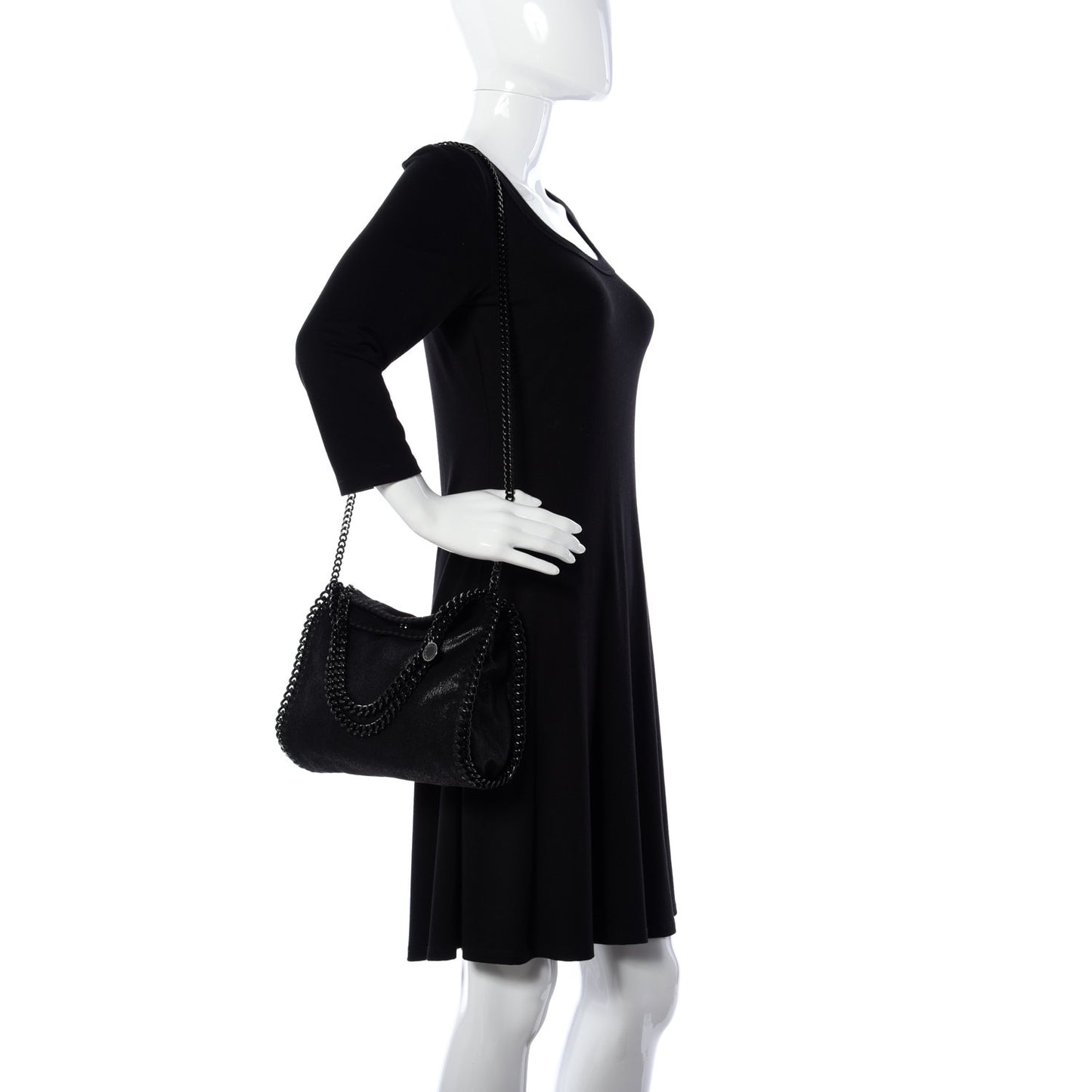 Shaggy Deer Mini Falabella Fold Over Tote Black