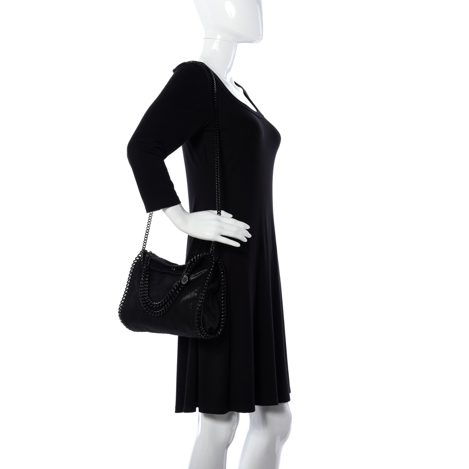 Stella McCartney Shaggy Deer Mini Falabella Fold Over Tote Black 2 of 8