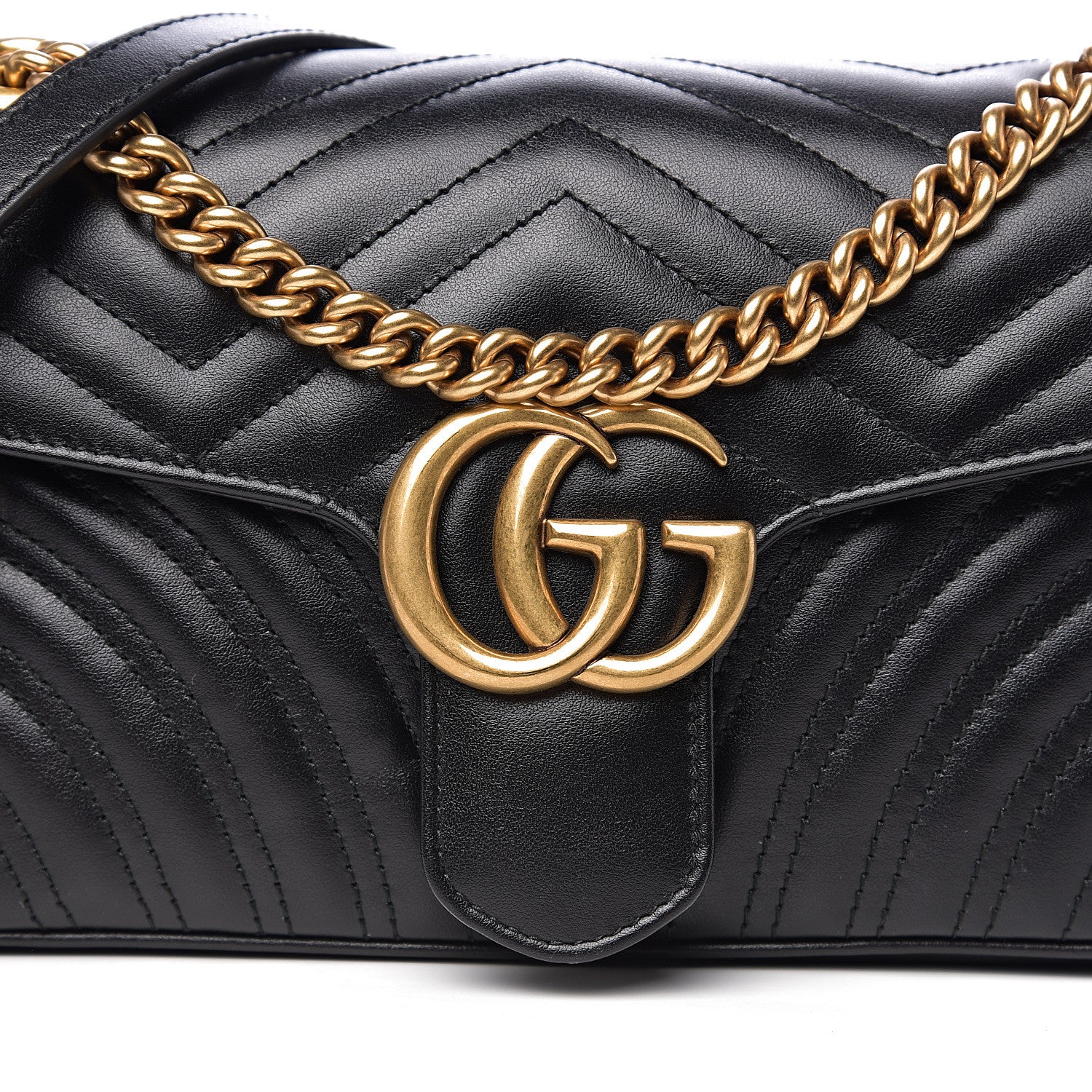 Gucci Calfskin Matelasse Small GG Marmont Shoulder Bag Black 9 of 9