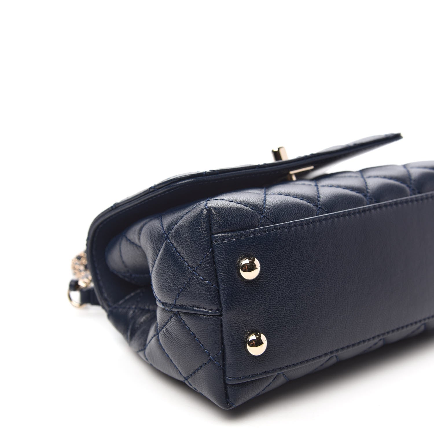 Chanel Goatskin Quilted Extra Mini Rainbow Coco Handle Flap Navy Blue 9 of 12