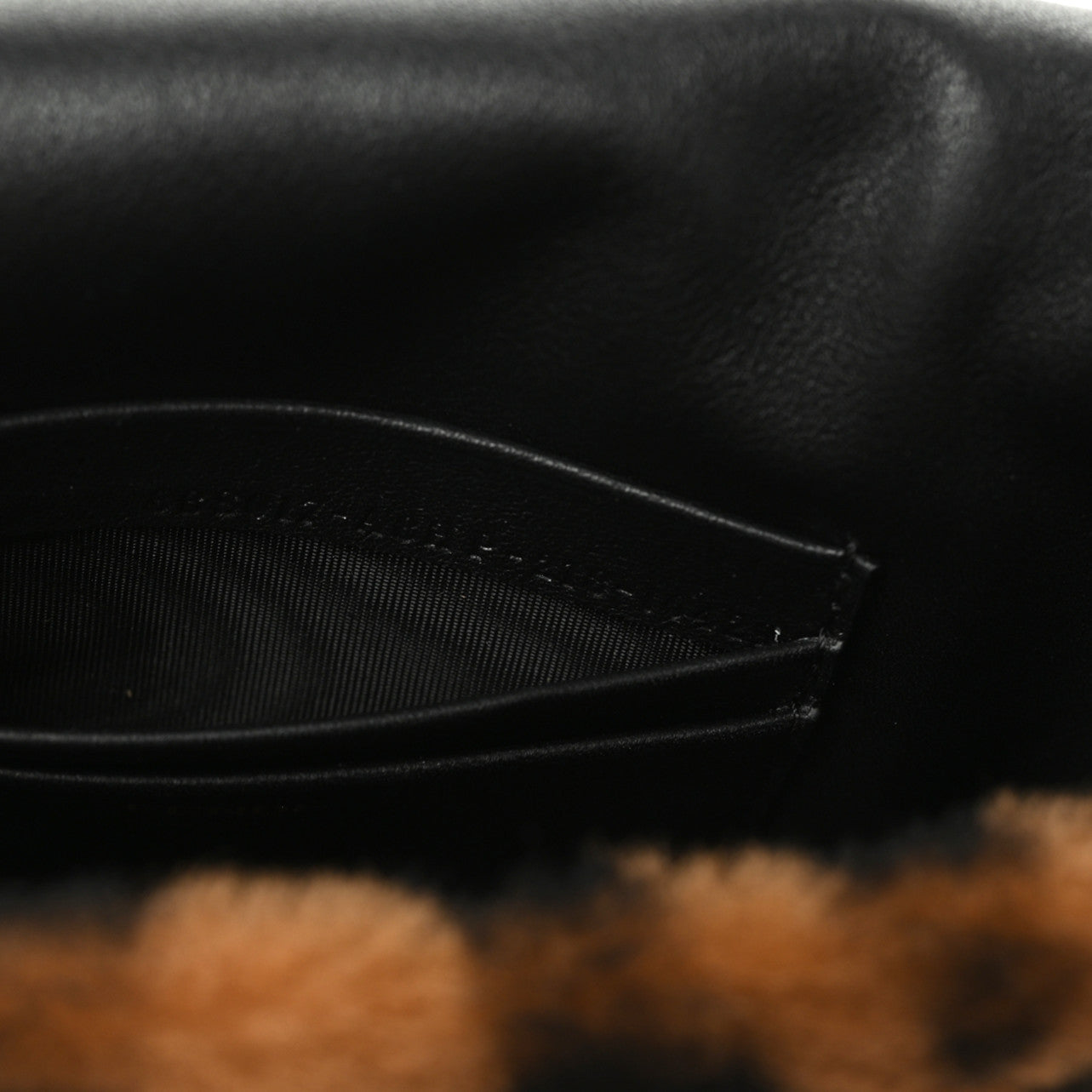 Fendi Shearling Vitello Dolce Macro FF 1974 Mini Baguette Tobacco Black 9 of 10