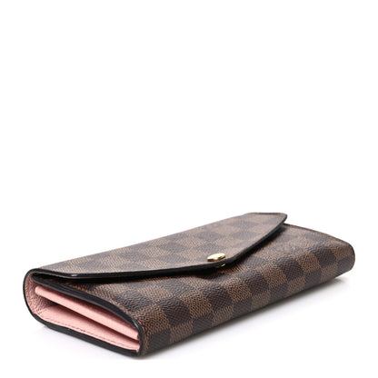 Louis Vuitton Damier Ebene Sarah Wallet NM Rose Ballerine 4 of 10