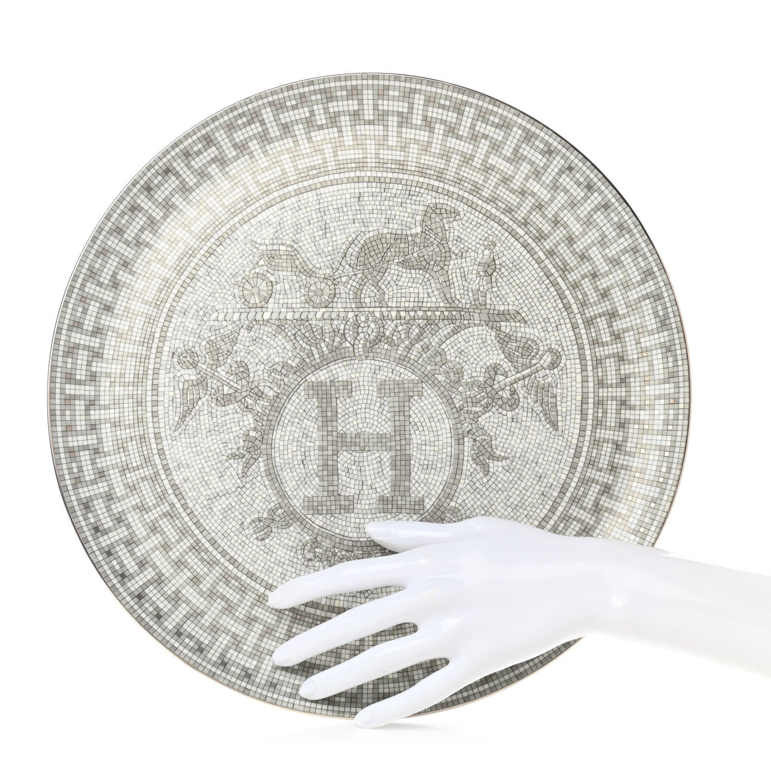 Hermes Porcelain Mosaique au 24 Platine Tart Platter 2 of 6