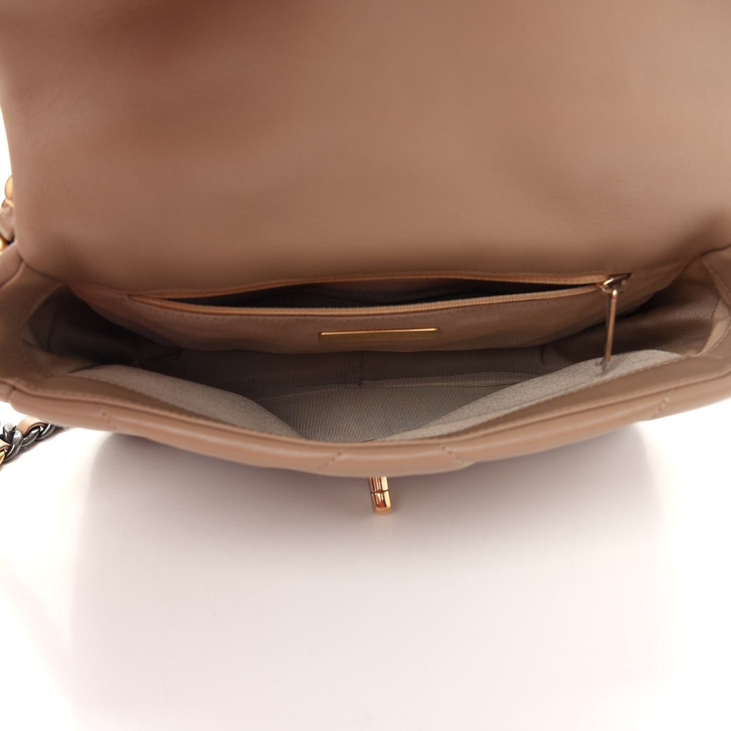 Lambskin Quilted Medium Chanel 19 Flap Dark Beige