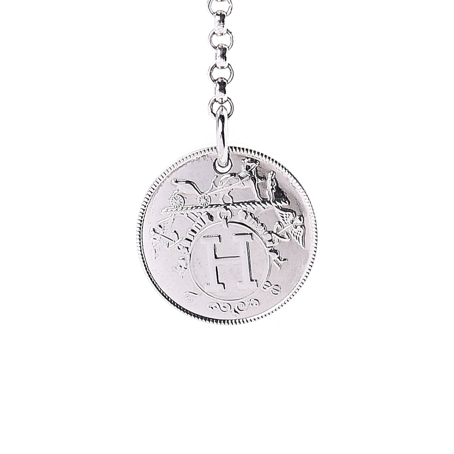 Hermes Sterling Silver 18K Rose Gold PM Ex-Libris Pendant Necklace 4 of 7