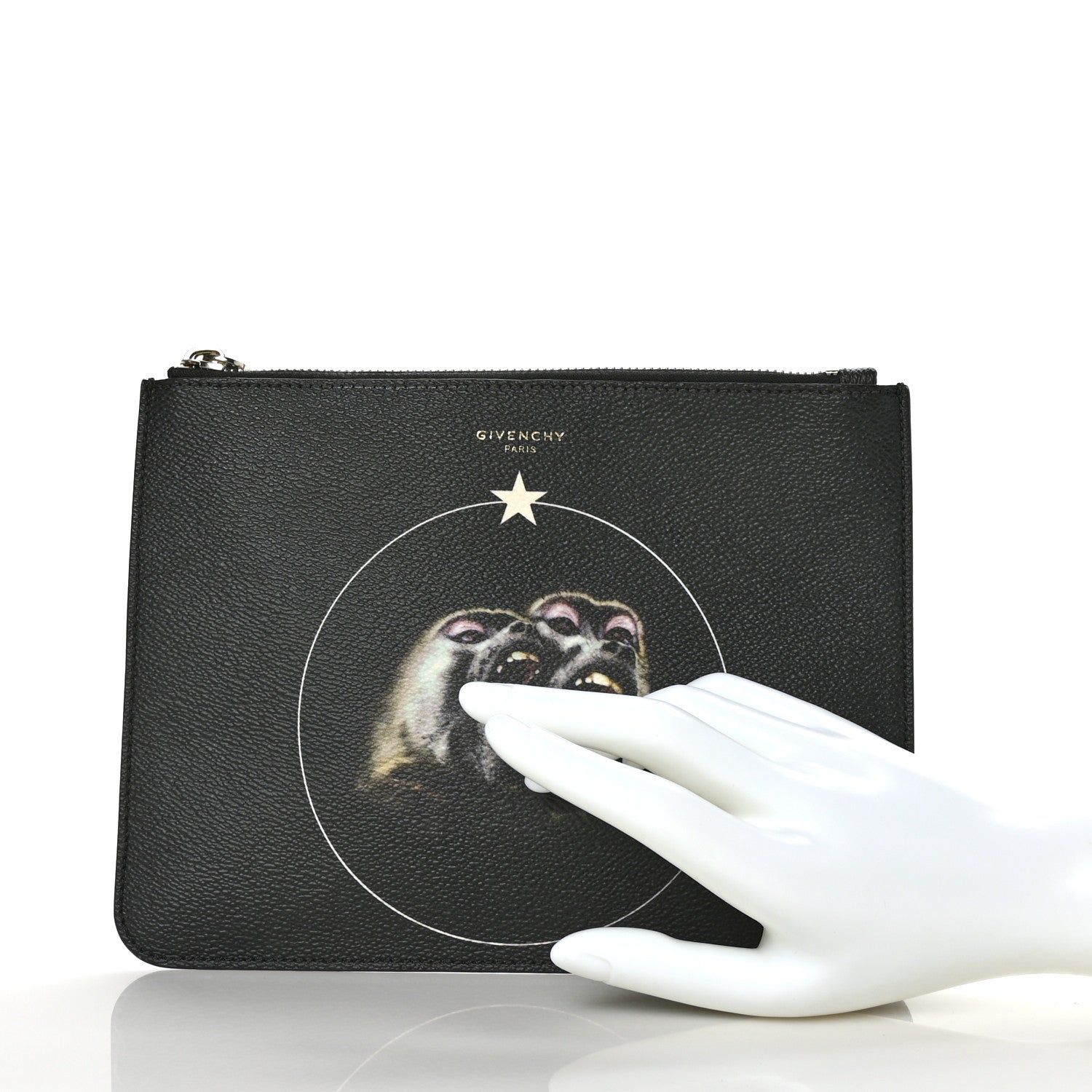 Givenchy Coated Canvas Monkey Brother Print Large Zip Pouch Black 2 of 6