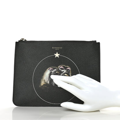 Givenchy Coated Canvas Monkey Brother Print Large Zip Pouch Black 2 of 6
