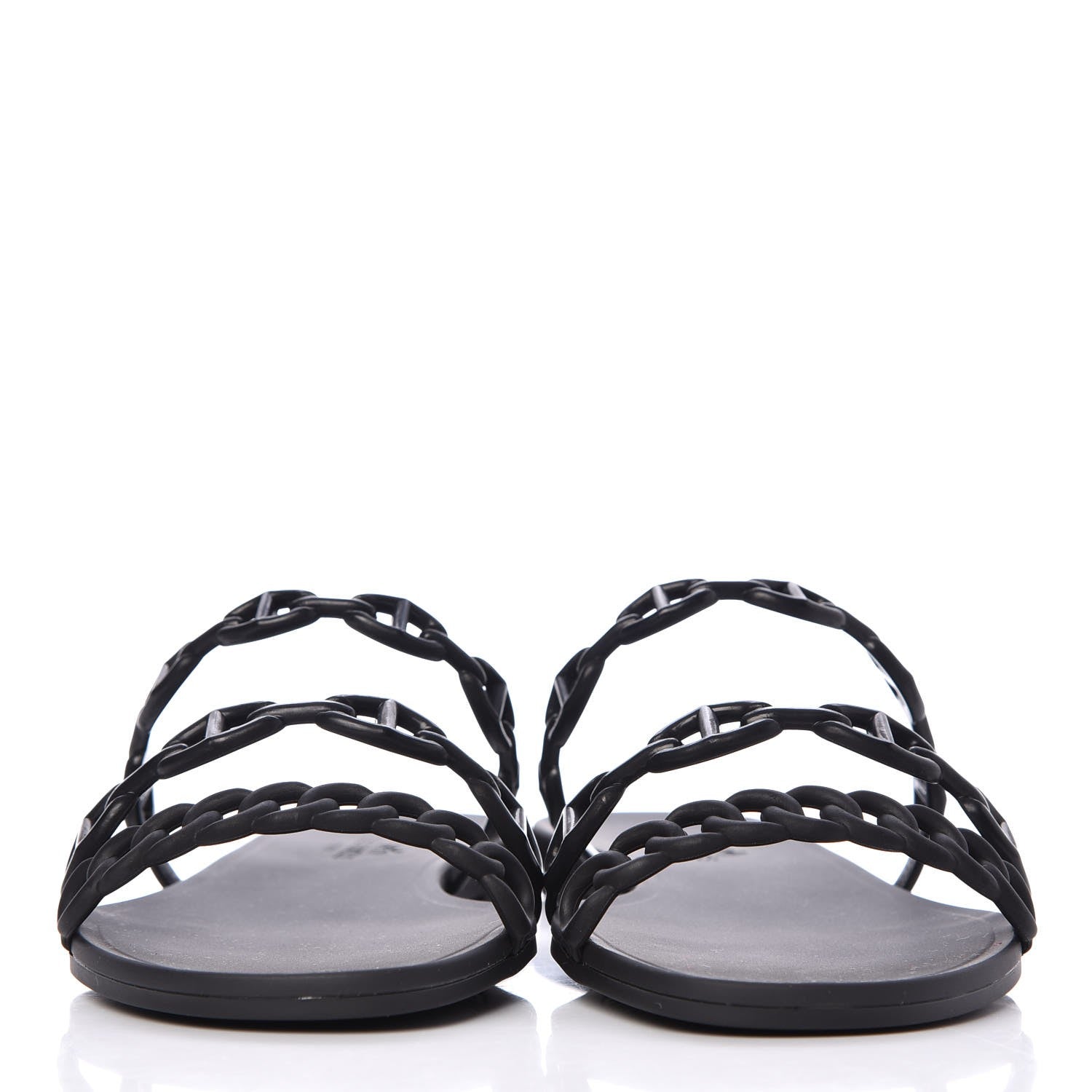 Hermes Rubber Chaine d'Ancre Rivage Sandals 37 Black 2 of 8