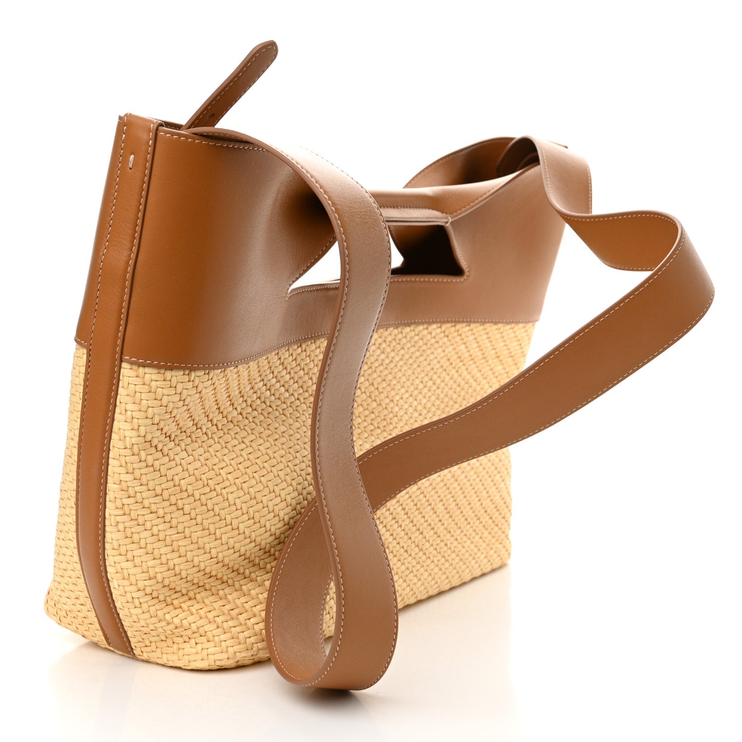 Raffia Calfskin Small The Bow Bag Natural Tan