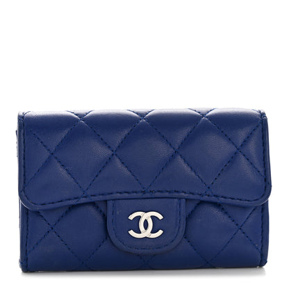 Chanel Lambskin Quilted Flap Card Holder Wallet Blue 1 of 10