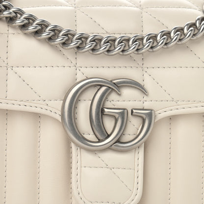 Gucci Calfskin Matelasse Aria Mini GG Marmont Shoulder Bag Mystic White 8 of 12