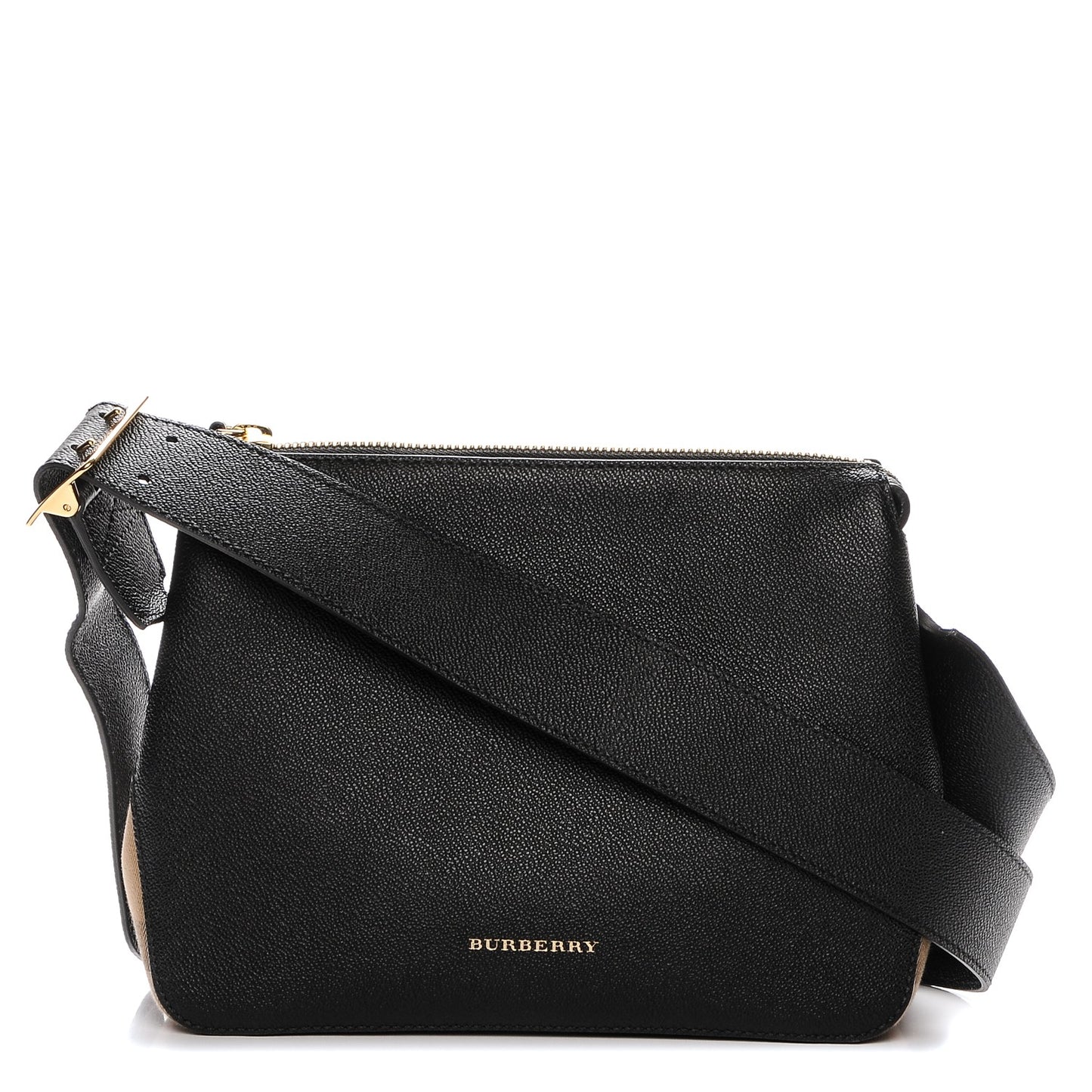 Soft Grain Calfskin House Check Small Helmsley Crossbody Black