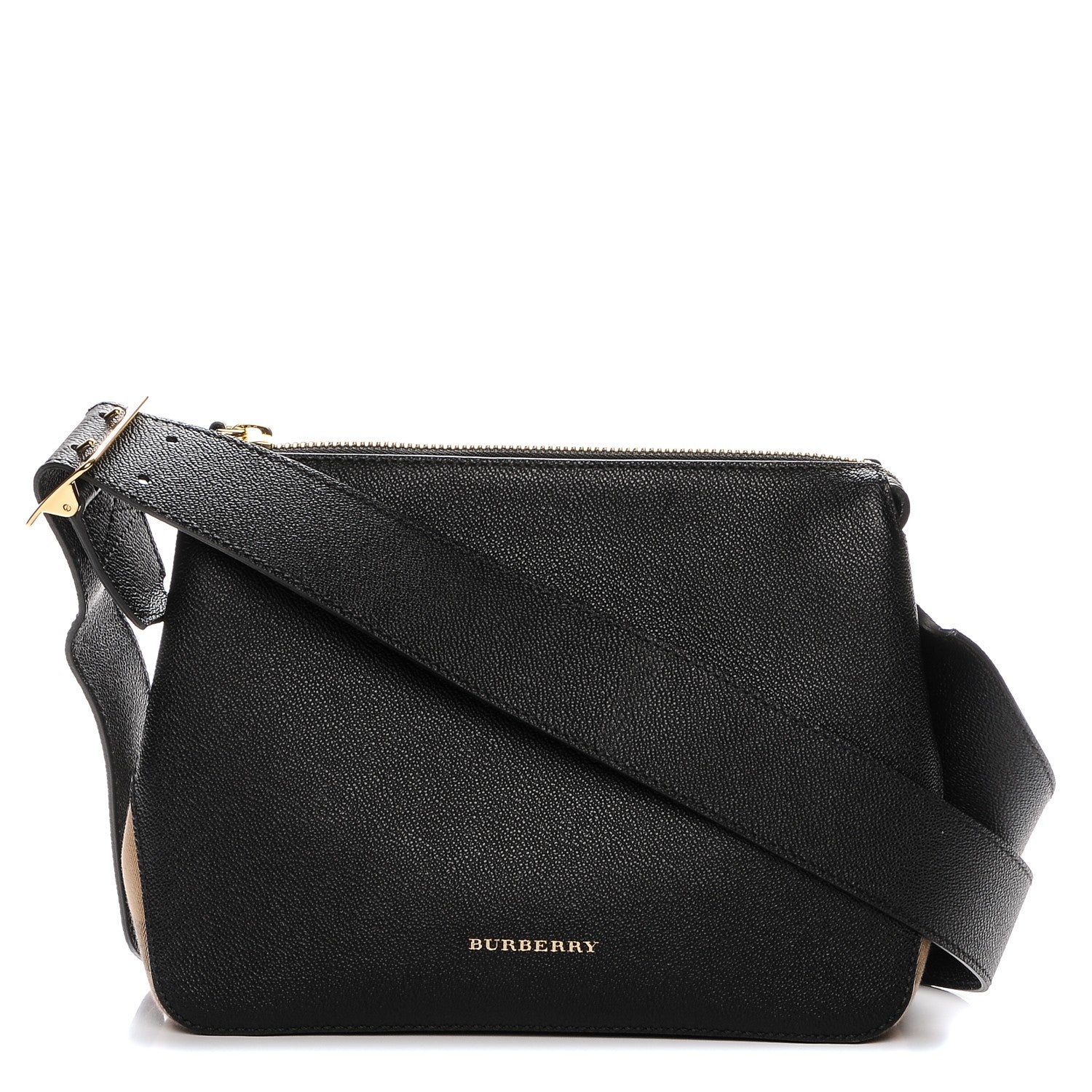 Burberry Soft Grain Calfskin House Check Small Helmsley Crossbody Black 1 of 7