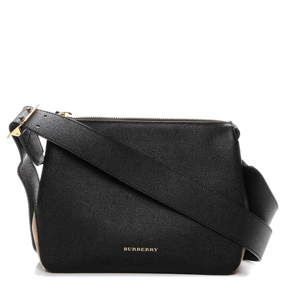 Burberry Soft Grain Calfskin House Check Small Helmsley Crossbody Black 1 of 7