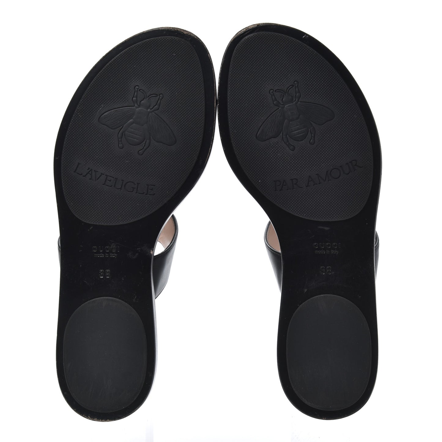 Calfskin GG Marmont Thong Sandals 38 Black