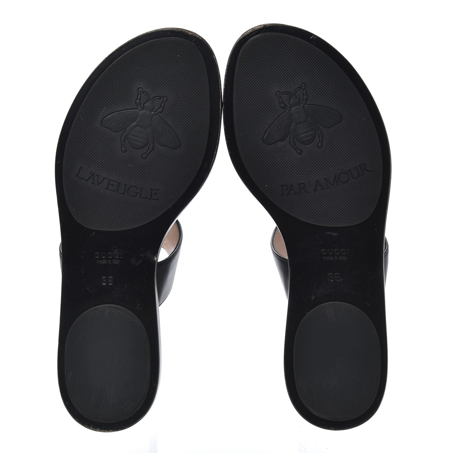 Gucci Calfskin GG Marmont Thong Sandals 38 Black 5 of 25