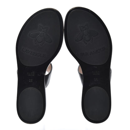Gucci Calfskin GG Marmont Thong Sandals 38 Black 5 of 25