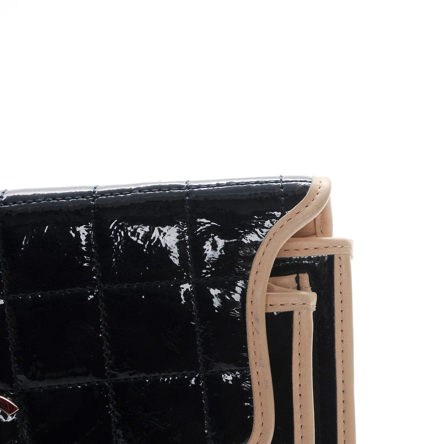 Chanel Patent Lambskin Medium Chocolate Bar Flap Navy Beige 11 of 13