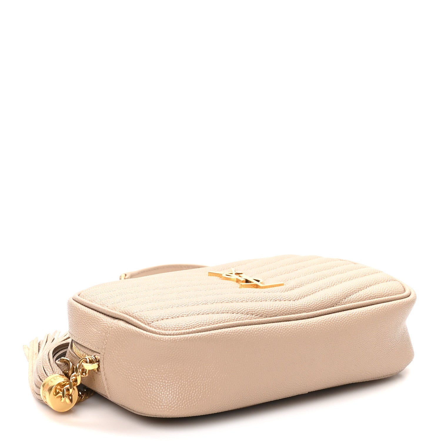 Saint Laurent Grain De Poudre Matelasse Monogram Mini Lou Camera Bag Dark Beige 4 of 11