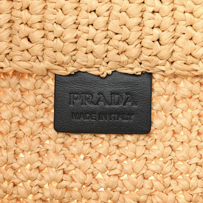 Prada Yarn Raffia Effect Crochet Embroidered Logo Tote Naturale 6 of 10