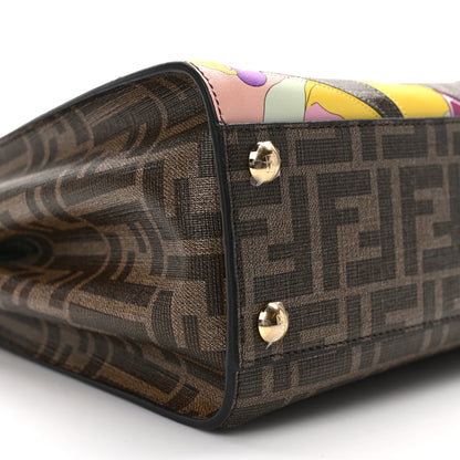 Fendi Glazed Fabric Vitello FF 1974 Hairdo Girls Inlay Mini Peekaboo Iconic Satchel Mogano Panna Multicolor 8 of 9