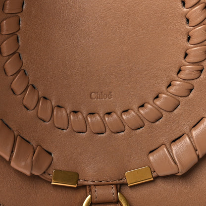 Chloe Calfskin Whipstitch Mini Marcie Round Crossbody Bag Light Tan 6 of 8