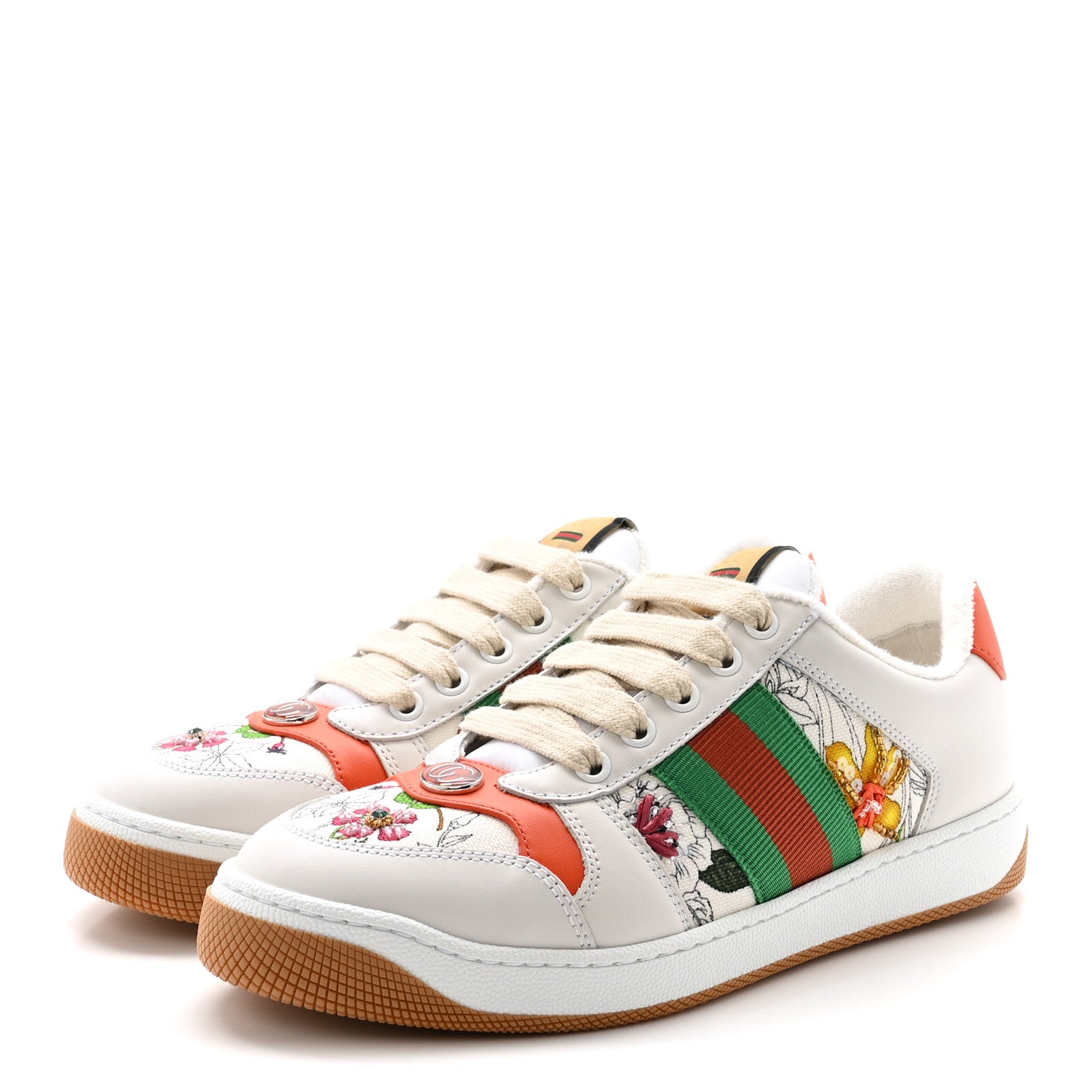Gucci Sepang Flora Faded Canvas Web Womens Screener Sneakers 36.5 White 4 of 9