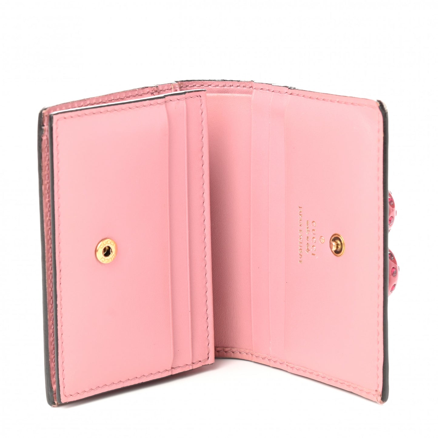 Guccissima Cherries Card Case Wallet Pink